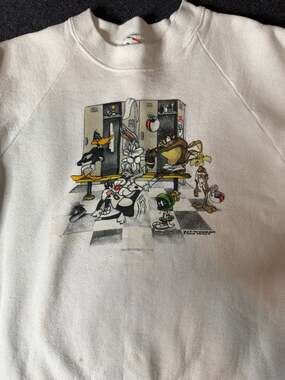Vintage 1993 Looney Tunes Football Locker Room Crewneck Sweatshirt Youth Size 14